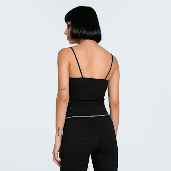 WARDROBE Essentials Women's Ribbed Tank Top, PUMA Black, extralarge-IND