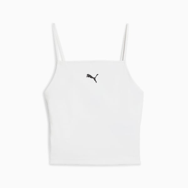 WARDROBE ESSENTIALS Women's Ribbed Tank Top, PUMA White, extralarge