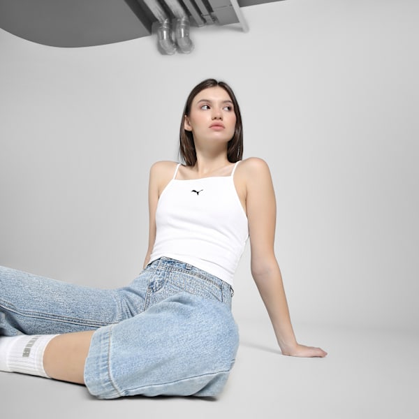 WARDROBE Essentials Women's Ribbed Tank Top, PUMA White, extralarge-IND