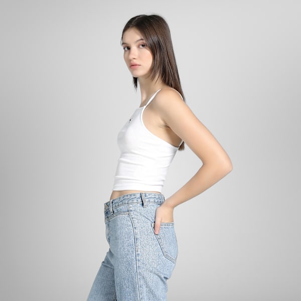 WARDROBE Essentials Women's Ribbed Tank Top, PUMA White, extralarge-IND