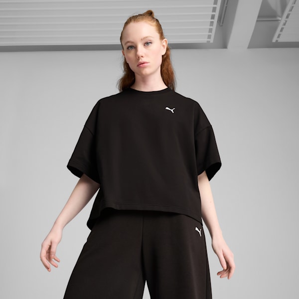 Wardrobe Essentials Women's Relaxed Heavy Tee, PUMA Black, extralarge