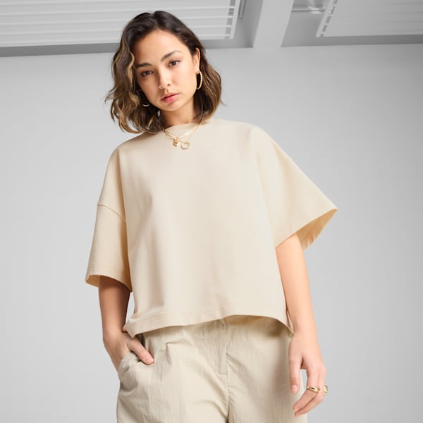 Wardrobe Essentials Women's Relaxed Heavy Tee, Alpine Snow, extralarge