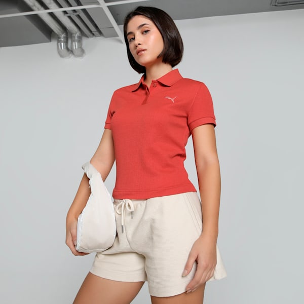 PREMIUM Women's Slim Fit Polo, Red Fire, extralarge-IND