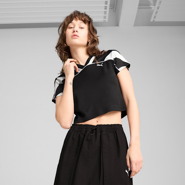 Playera corta FUTURE.PUMA.ARCHIVE para mujer, PUMA Black-PUMA White, extralarge