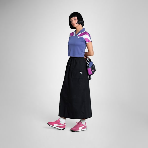 FUTURE..ARCHIVE Women's Slim Fit Crop Football Jersey, Blue Crystal-Wild Berry, extralarge-IND