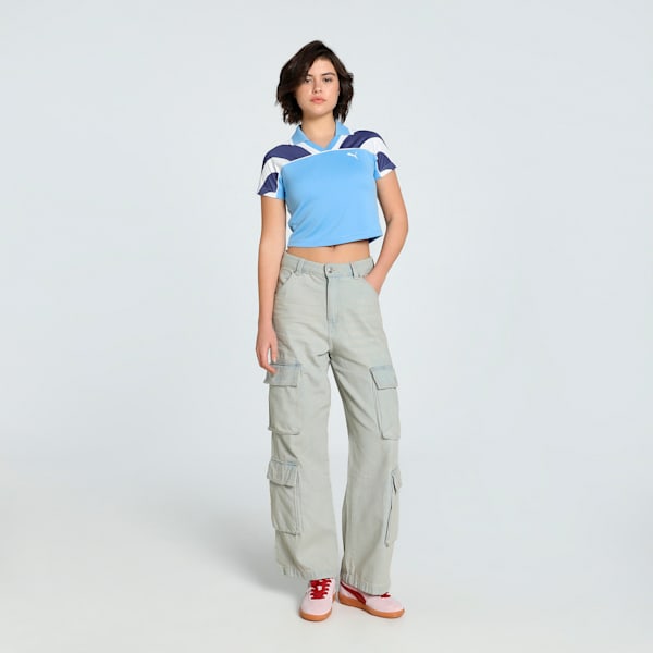 FUTURE..ARCHIVE Women's Slim Fit Crop Football Jersey, Team Light Blue-Blue Crystal, extralarge-IND