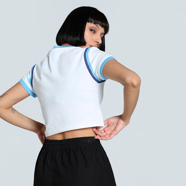 FUTURE..ARCHIVE Graphic Women's Slim Fit Crop Tee, PUMA White, extralarge-IND