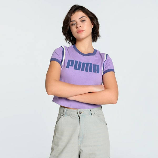 FUTURE..ARCHIVE Graphic Women's Slim Fit Crop Tee, Lavender Alert, extralarge-IND