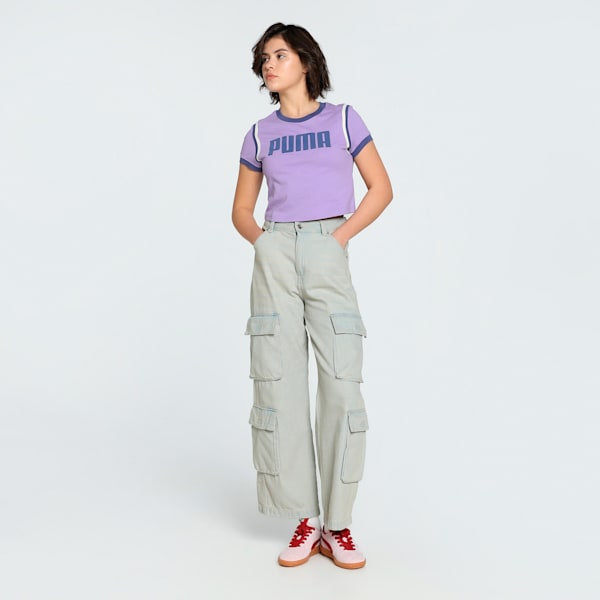 FUTURE..ARCHIVE Graphic Women's Slim Fit Crop Tee, Lavender Alert, extralarge-IND