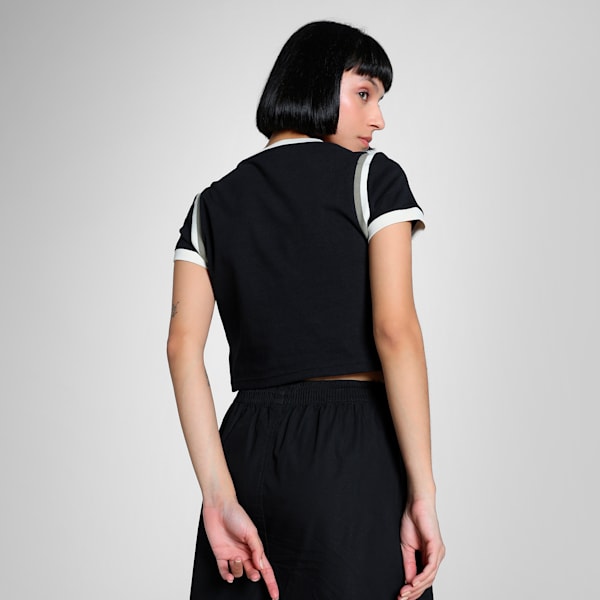 FUTURE..ARCHIVE Graphic Women's Slim Fit Crop Tee, PUMA Black-Alpine Snow, extralarge-IND
