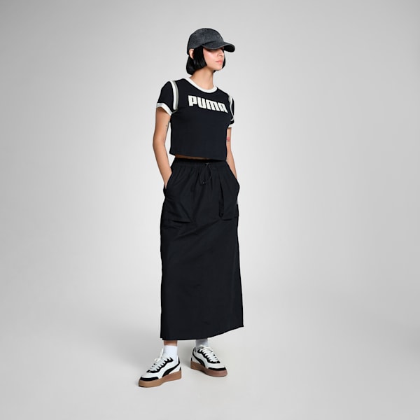 FUTURE..ARCHIVE Graphic Women's Slim Fit Crop Tee, PUMA Black-Alpine Snow, extralarge-IND
