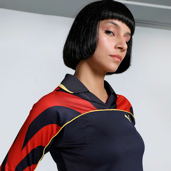 Road To Unity Women's Slim Fit Football Jersey Crop Tee, New Navy, extralarge-IND