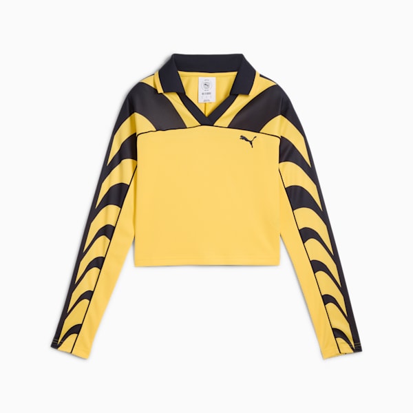 Road To Unity Women's Slim Fit Football Jersey Crop Tee, Sunny Yellow, extralarge-IND