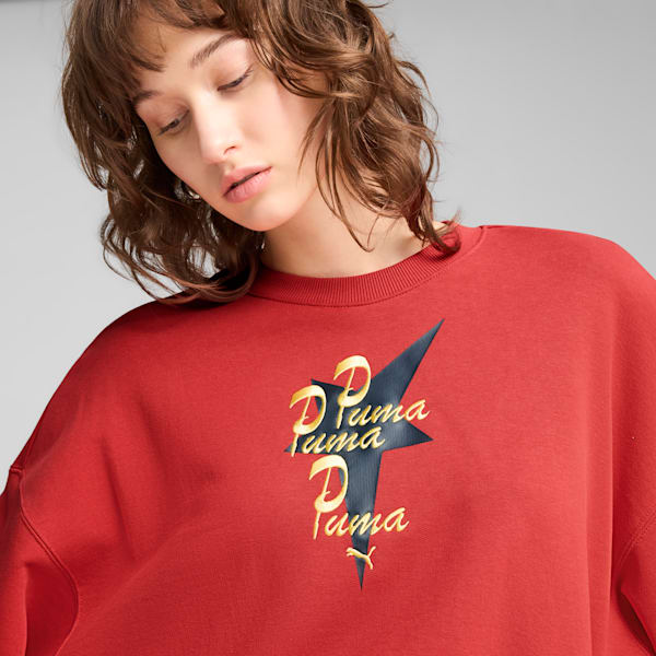 Sudadera oversize Road To Unity para mujer, Red Fire, extralarge