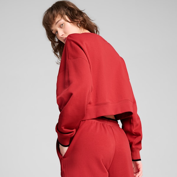 ROAD TO UNITY Women's Oversized Crew Sweatshirt, Red Fire, extralarge