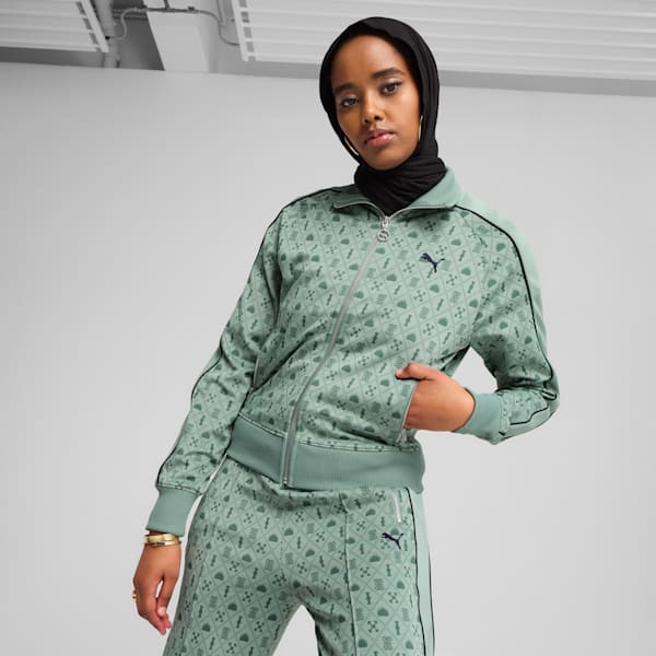 Road To Unity Women's Printed Track Jacket, Green Moon-AOP, extralarge-IND