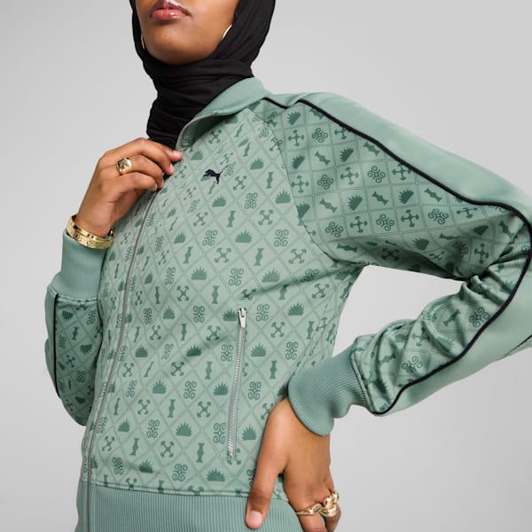 Road To Unity Women's Printed Track Jacket, Green Moon-AOP, extralarge-IND