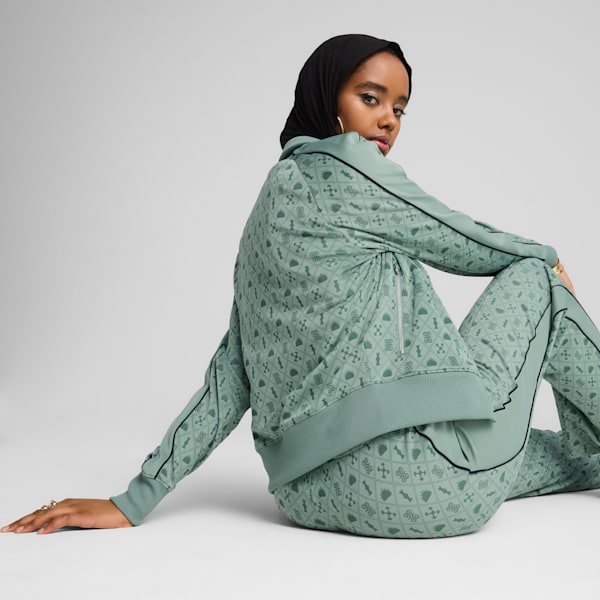 Road To Unity Women's Printed Track Jacket, Green Moon-AOP, extralarge-IND