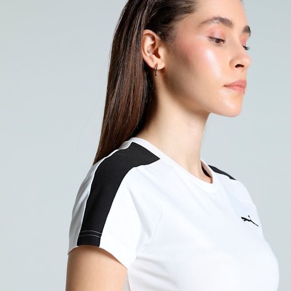 T7 Women's Slim Fit Crop Tee, PUMA White, extralarge-IND
