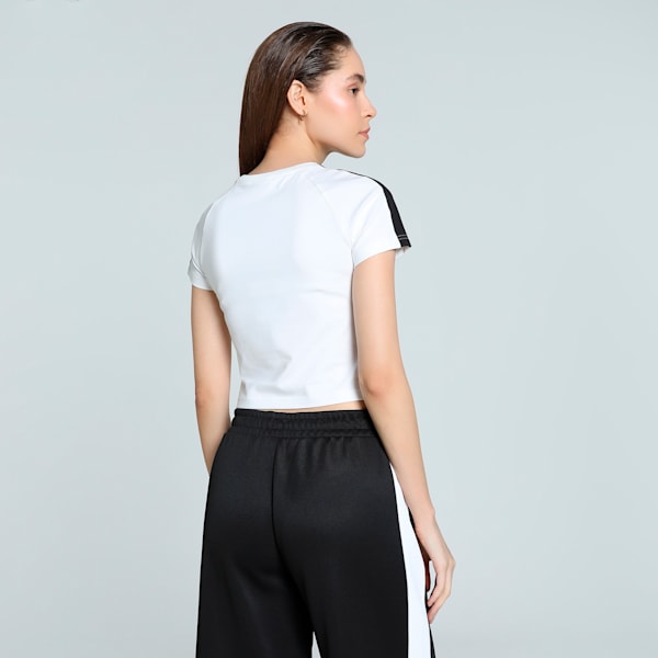 T7 Women's Slim Fit Crop Tee, PUMA White, extralarge-IND
