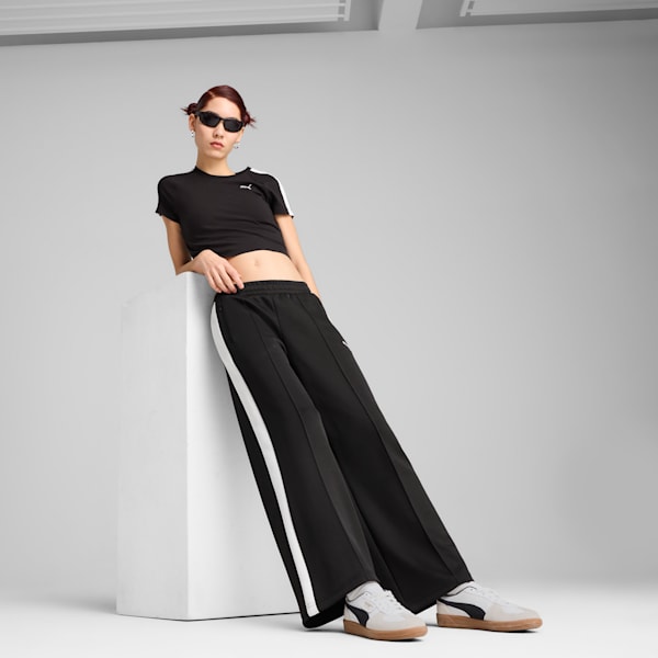 Pants anchos T7 para mujer, PUMA Black, extralarge