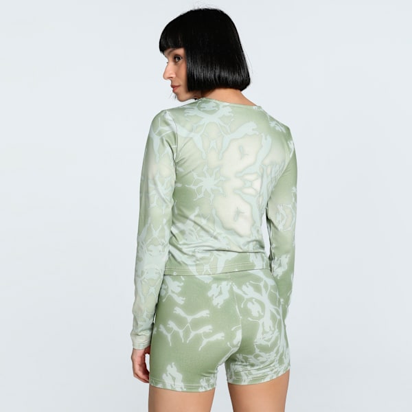 DARE TO Women's Slim Fit Long Sleeve Tee, Pistachio Green-AOP, extralarge-IND