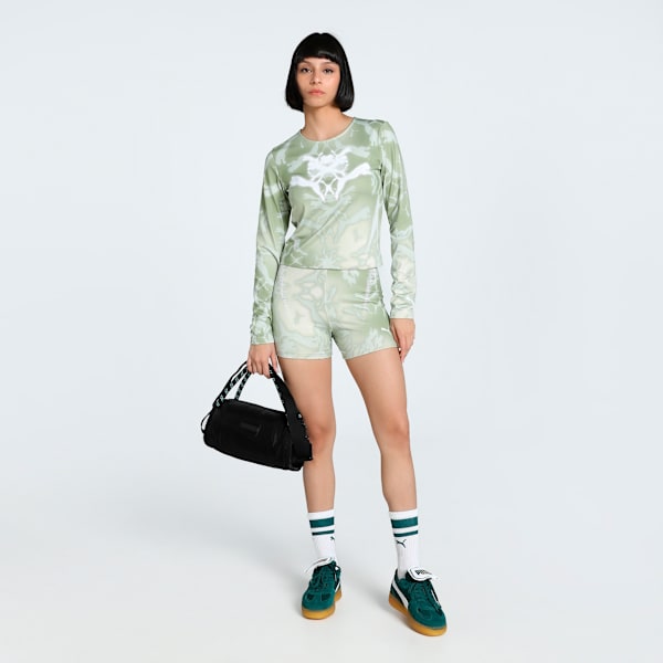 DARE TO Women's Slim Fit Long Sleeve Tee, Pistachio Green-AOP, extralarge-IND