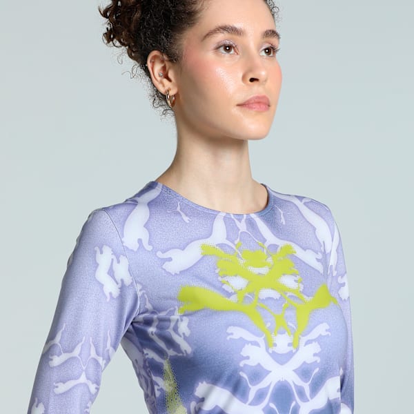 DARE TO Women's Slim Fit Long Sleeve Tee, Cool Weather-AOP, extralarge-IND