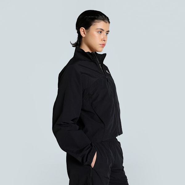 DARE TO Women's Oversized Zip-Off Woven Jacket, PUMA Black, extralarge-IND