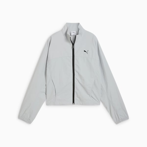 DARE TO Women's Oversized Full-Zip Woven Jacket, Flat Light Gray, extralarge
