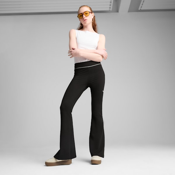 DARE TO Women's Textured Flared Leggings, PUMA Black, extralarge