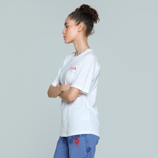 FLORAL PACK Women's Relaxed Fit Graphic Tee, PUMA White, extralarge-IND