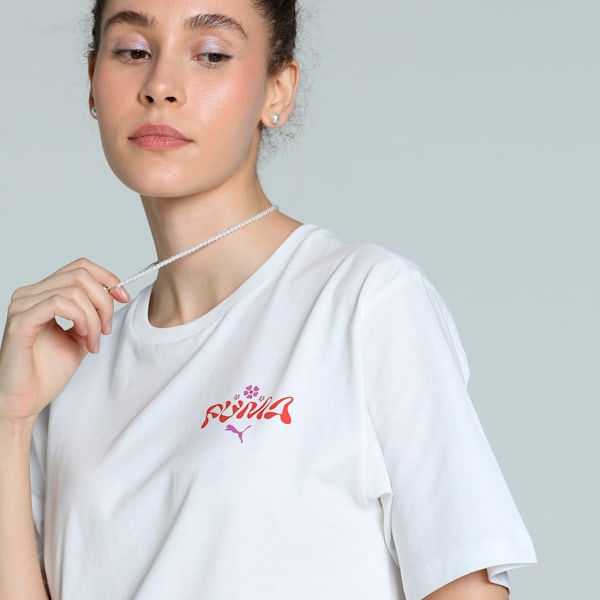 FLORAL PACK Women's Relaxed Fit Graphic Tee, PUMA White, extralarge-IND