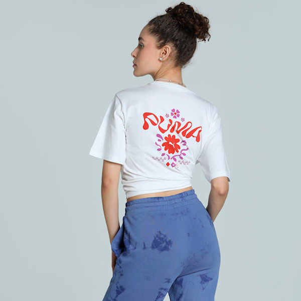 FLORAL PACK Women's Relaxed Fit Graphic Tee, PUMA White, extralarge-IND
