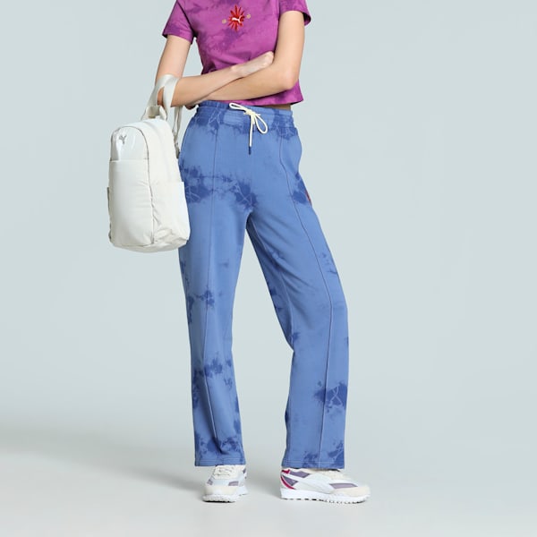 WARDROBE Essentials FLORAL PACK Women's Washed Straight Sweatpants, Blue Crystal, extralarge-IND