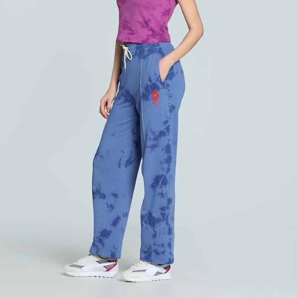 WARDROBE Essentials FLORAL PACK Women's Washed Straight Sweatpants, Blue Crystal, extralarge-IND
