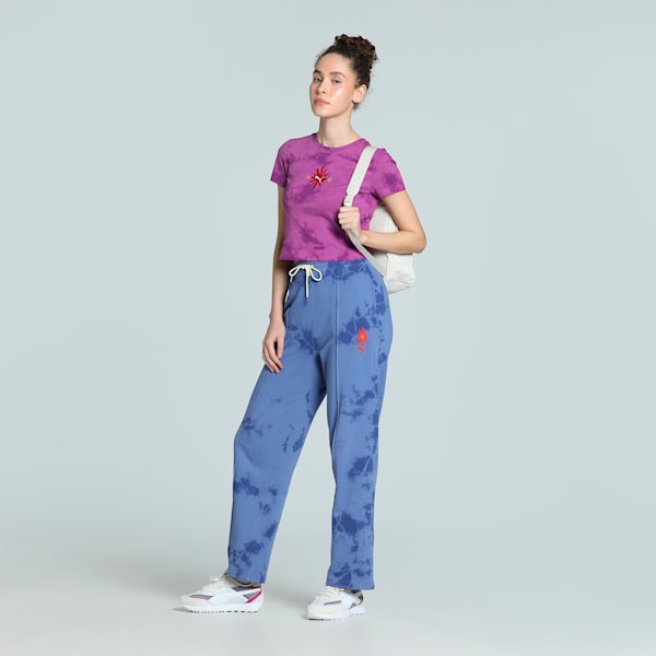 WARDROBE Essentials FLORAL PACK Women's Washed Straight Sweatpants, Blue Crystal, extralarge-IND