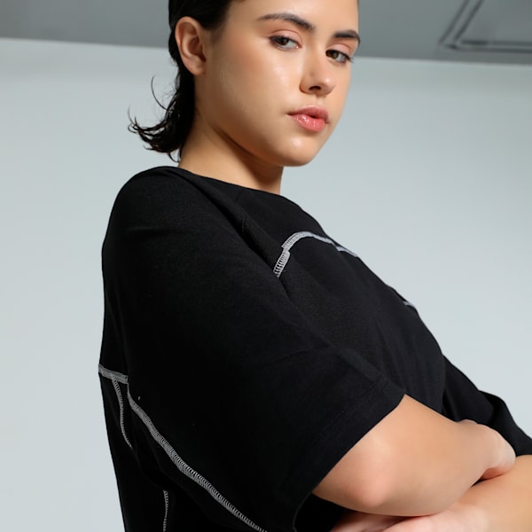 DARE TO Women's Oversized Tee, PUMA Black, extralarge-IND
