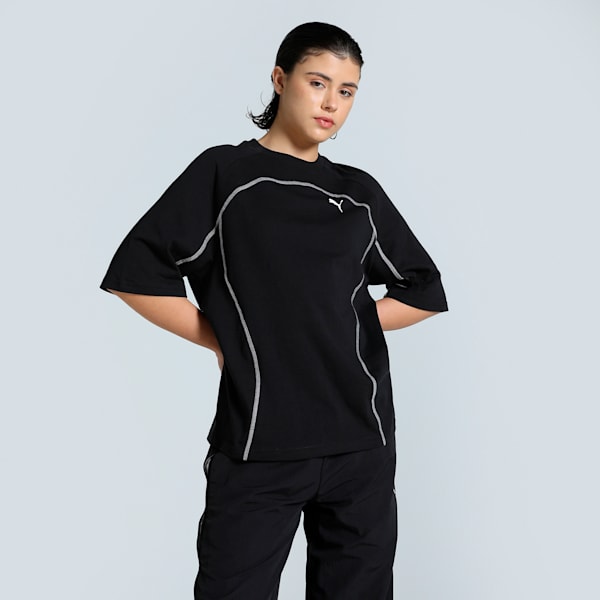 DARE TO Women's Oversized Tee, PUMA Black, extralarge-IND