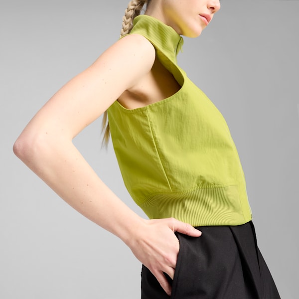 DARE TO Women's Full-Zip Woven Vest, Sea Kelp, extralarge