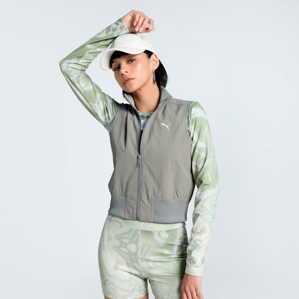 DARE TO Women's Full-Zip Slim Fit Woven Vest, Velvet Moss, extralarge-IND