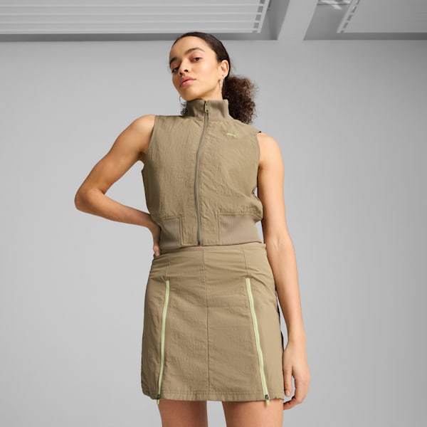 DARE TO Women's Full-Zip Woven Vest, Velvet Moss, extralarge