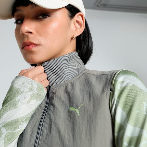 DARE TO Women's Full-Zip Slim Fit Woven Vest, Velvet Moss, extralarge-IND