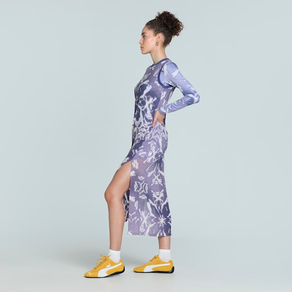 DARE TO Mesh Column Women's Relaxed Fit Dress, Cool Weather-AOP, extralarge-IND