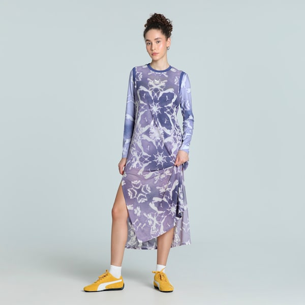 DARE TO Mesh Column Women's Relaxed Fit Dress, Cool Weather-AOP, extralarge-IND