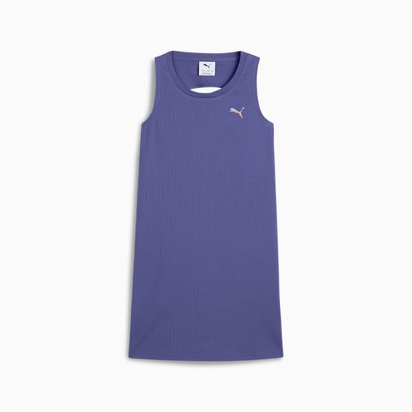 BUTTERFLY VIBE Big Kids' Ribbed Tank Dress, Blue Crystal, extralarge