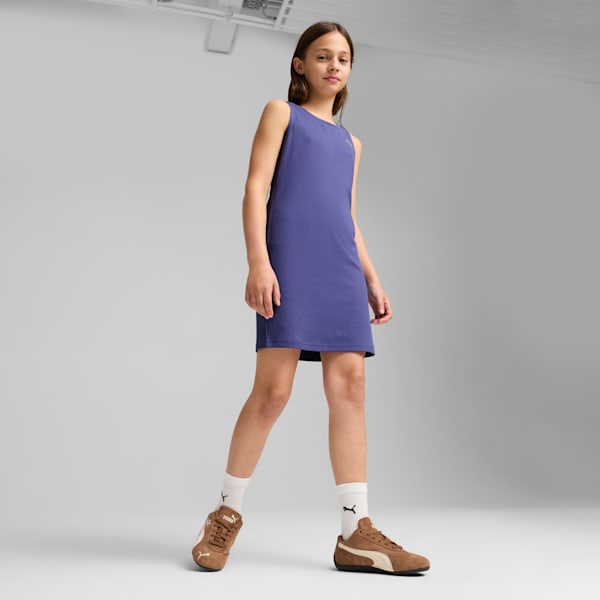 BUTTERFLY VIBE Big Kids' Ribbed Tank Dress, Blue Crystal, extralarge