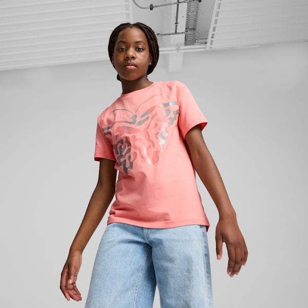 BUTTERFLY VIBE Big Kids' Logo Tee, Pink Fruit, extralarge