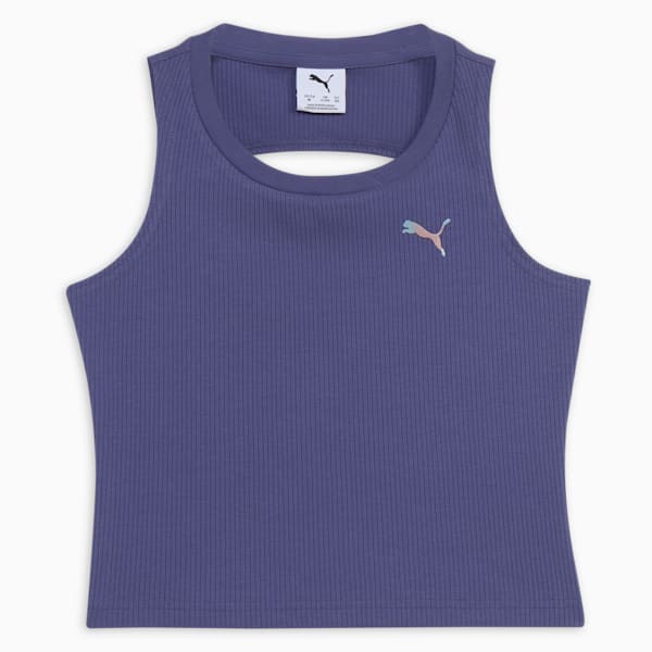 BUTTERFLY VIBE Youth Slim Fit Ribbed Tank Top, Blue Crystal, extralarge-IND