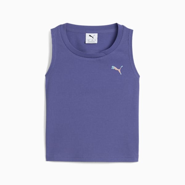 BUTTERFLY VIBE Big Kids' Ribbed Tank Top, Blue Crystal, extralarge
